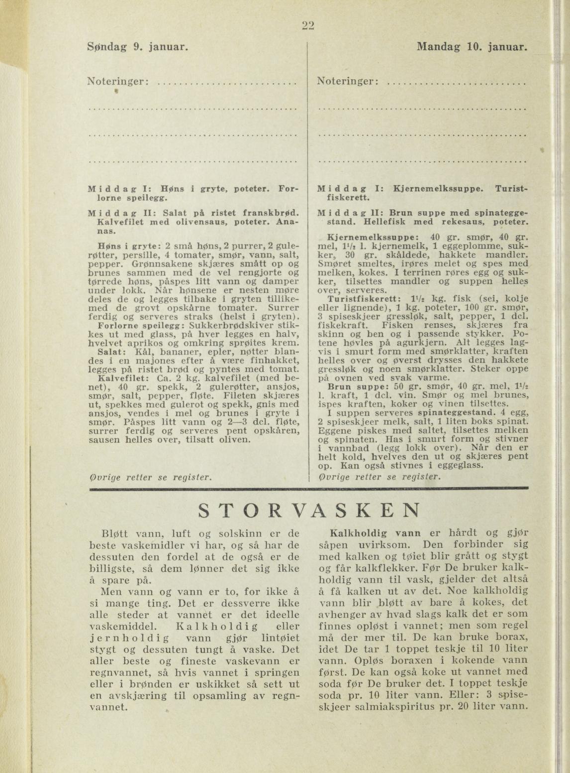 Faksimile av almanakksiden 9. januar 1938