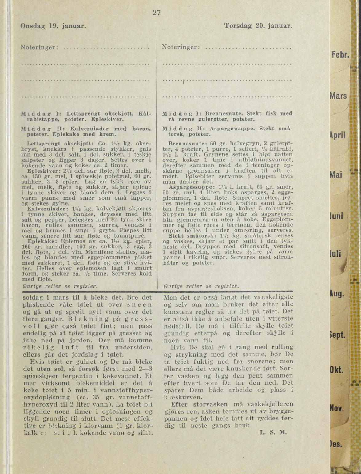 Faksimile av almanakksiden 19. januar 1938