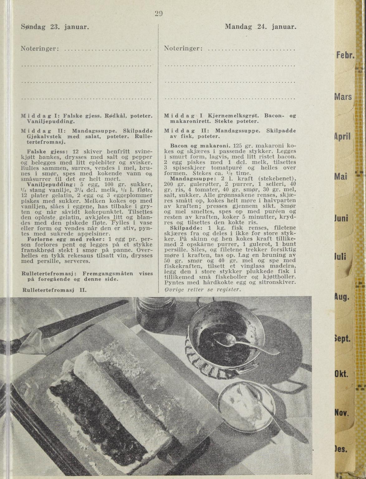 Faksimile av almanakksiden 23. januar 1938
