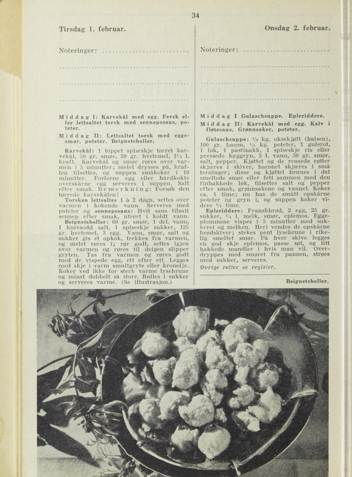 Faksimile av almanakksiden 1. februar 1938