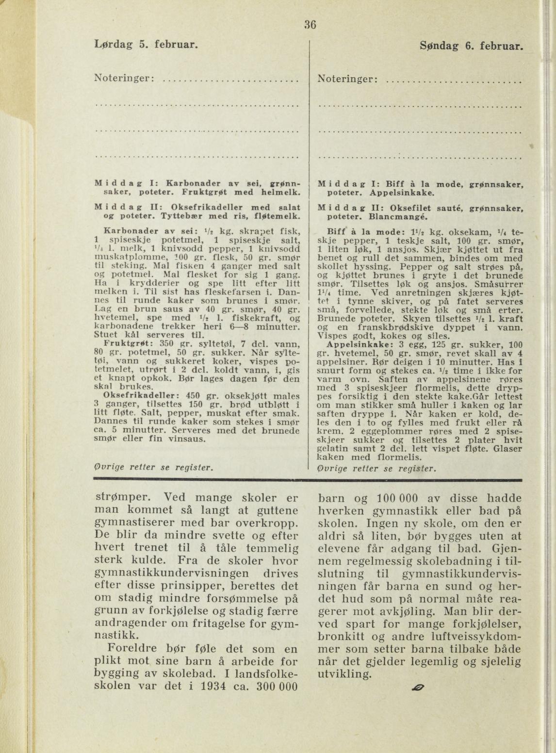 Faksimile av almanakksiden 5. februar 1938