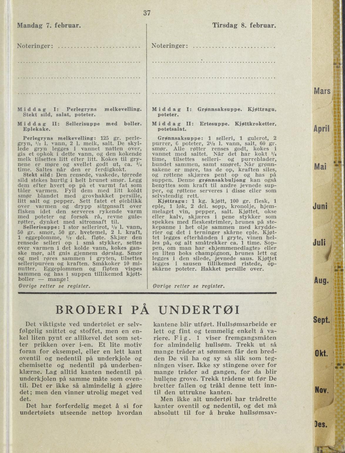 Faksimile av almanakksiden 7. februar 1938