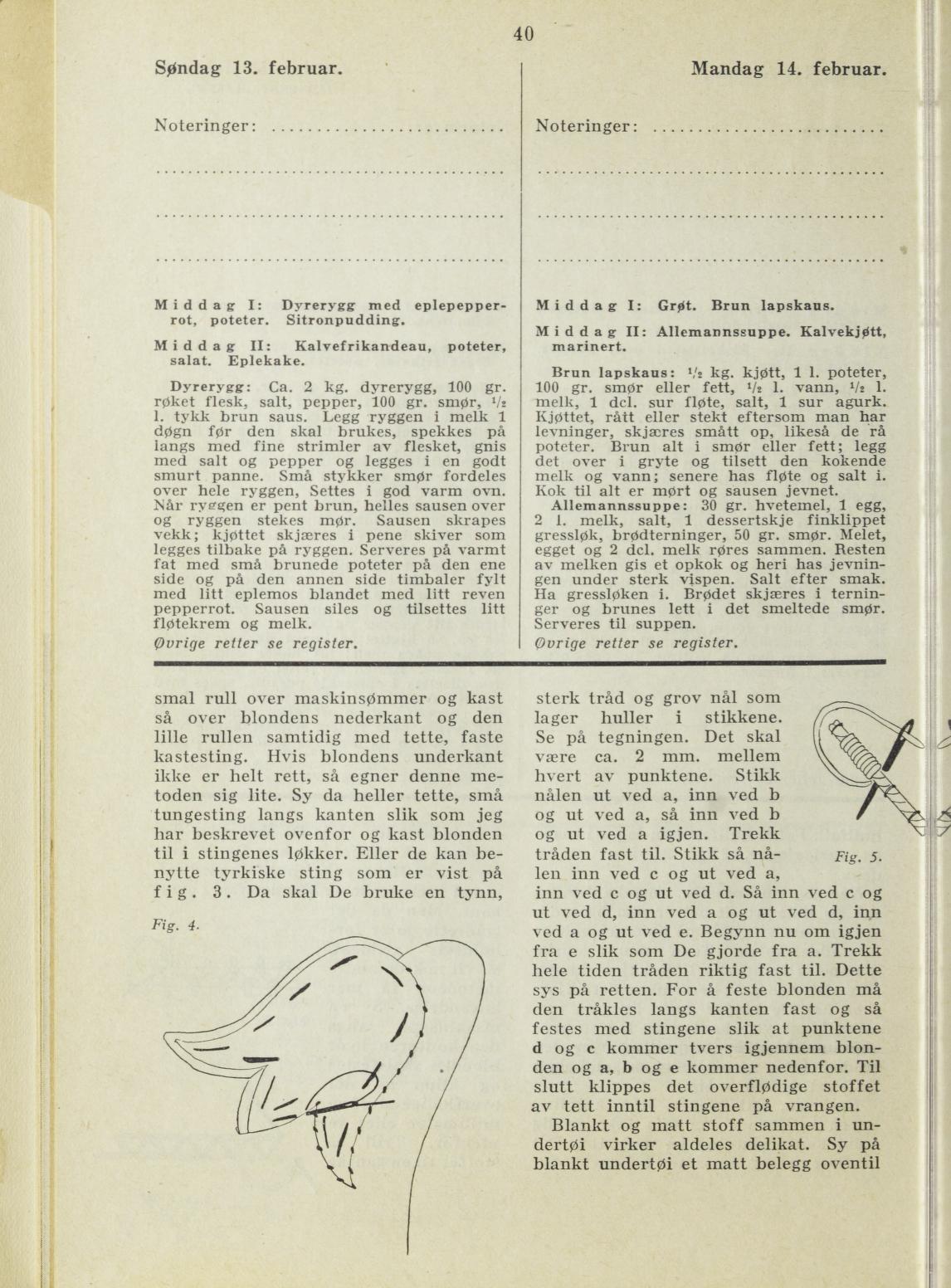 Faksimile av almanakksiden 13. februar 1938