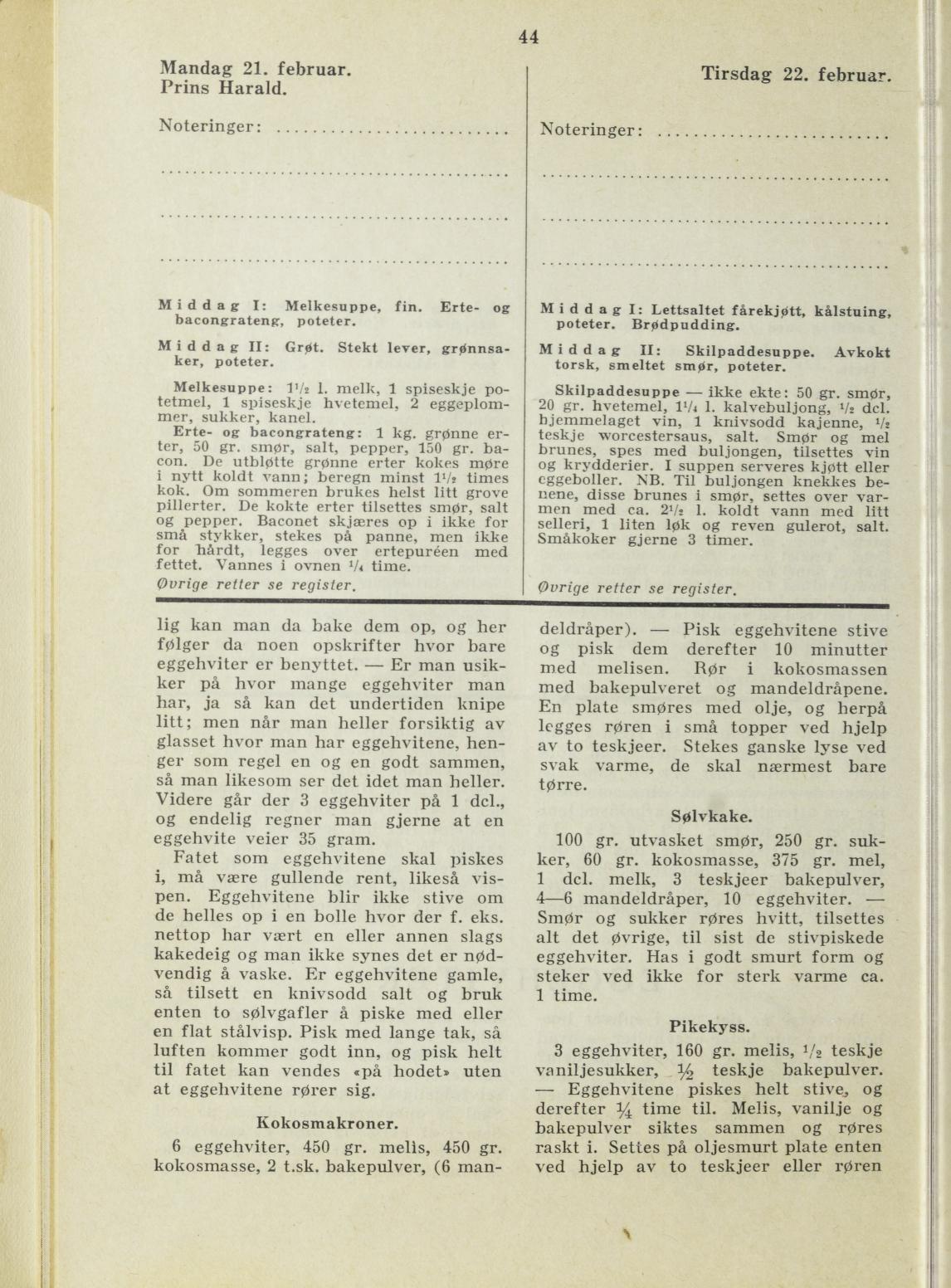 Faksimile av almanakksiden 21. februar 1938