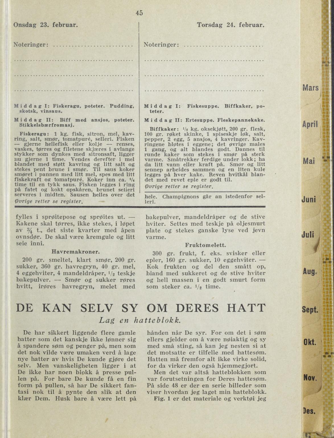 Faksimile av almanakksiden 23. februar 1938