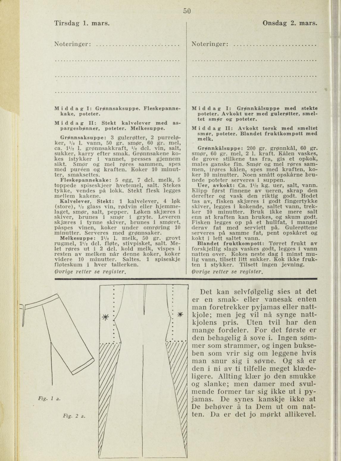 Faksimile av almanakksiden 1. mars 1938