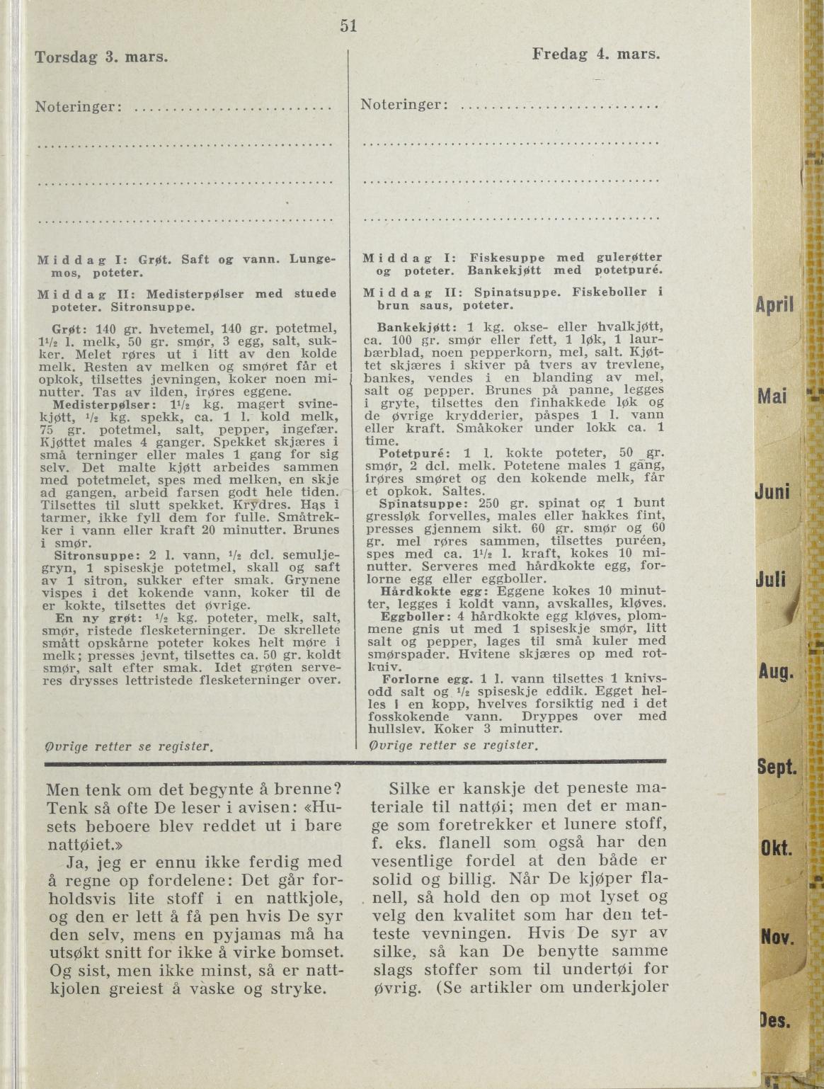 Faksimile av almanakksiden 3. mars 1938