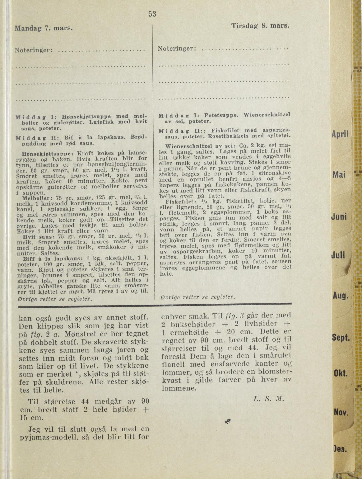 Faksimile av almanakksiden 7. mars 1938