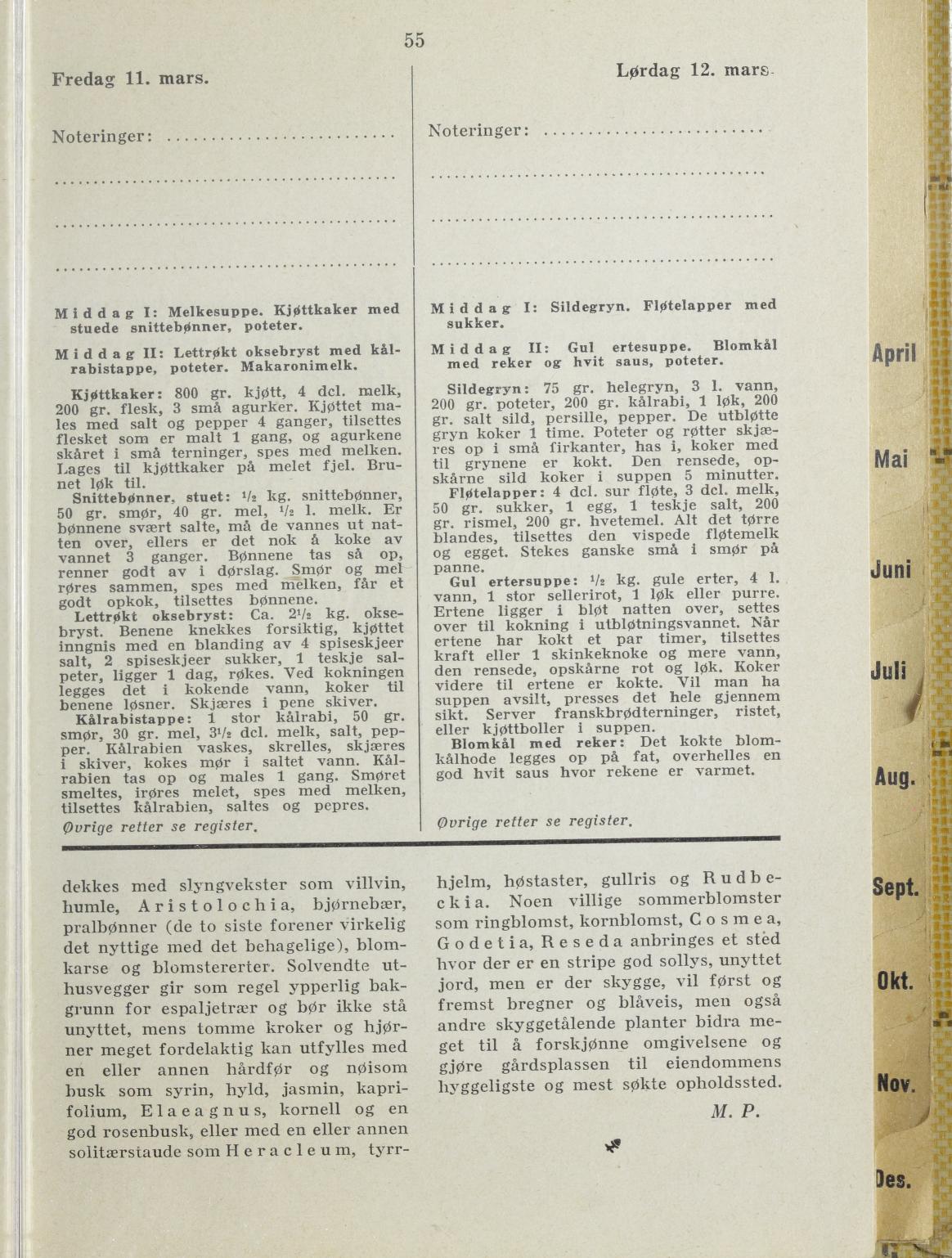 Faksimile av almanakksiden 11. mars 1938
