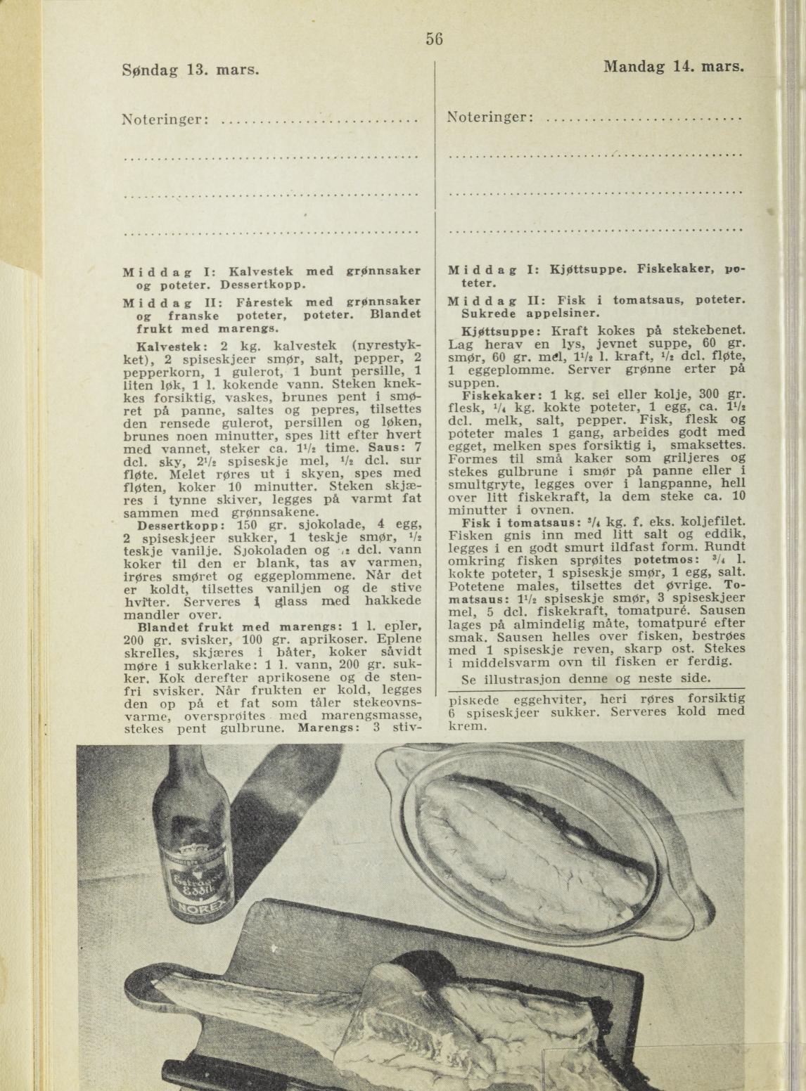 Faksimile av almanakksiden 13. mars 1938