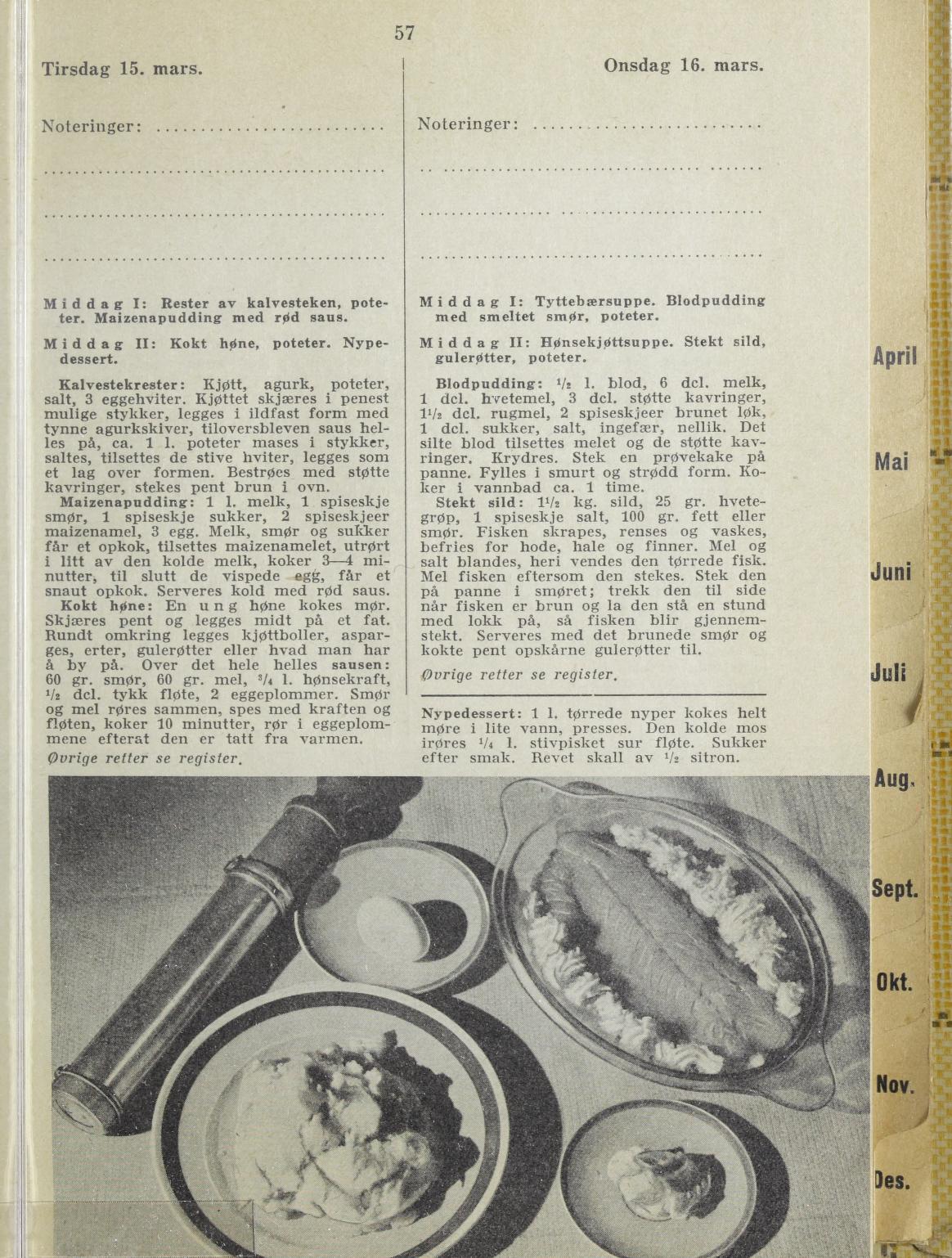 Faksimile av almanakksiden 15. mars 1938