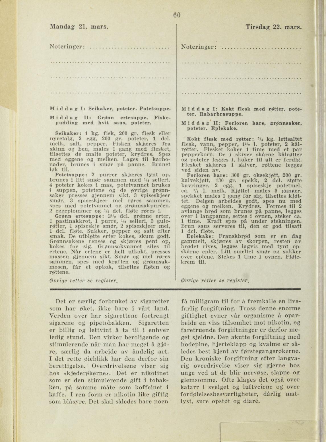 Faksimile av almanakksiden 21. mars 1938