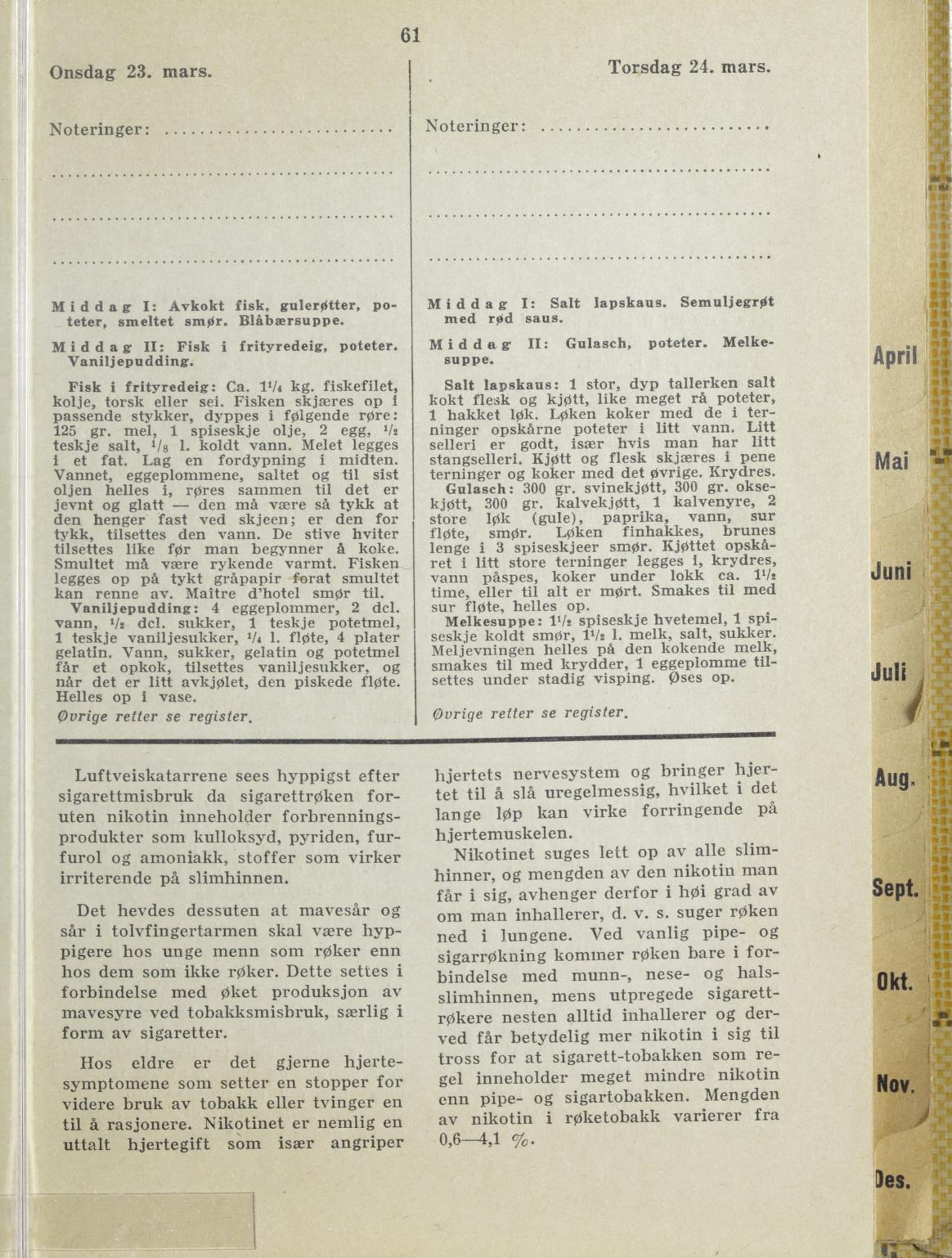 Faksimile av almanakksiden 23. mars 1938