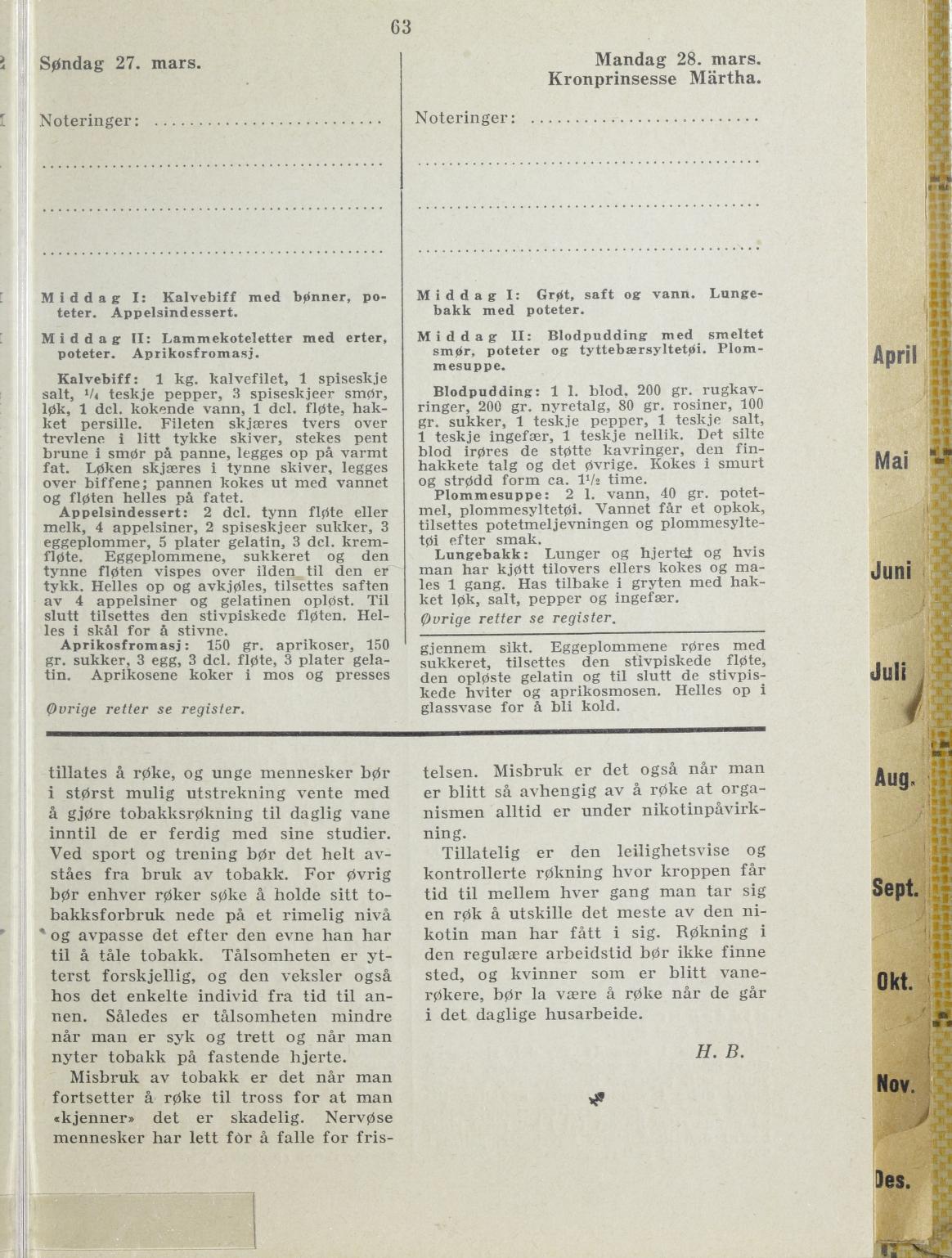 Faksimile av almanakksiden 27. mars 1938