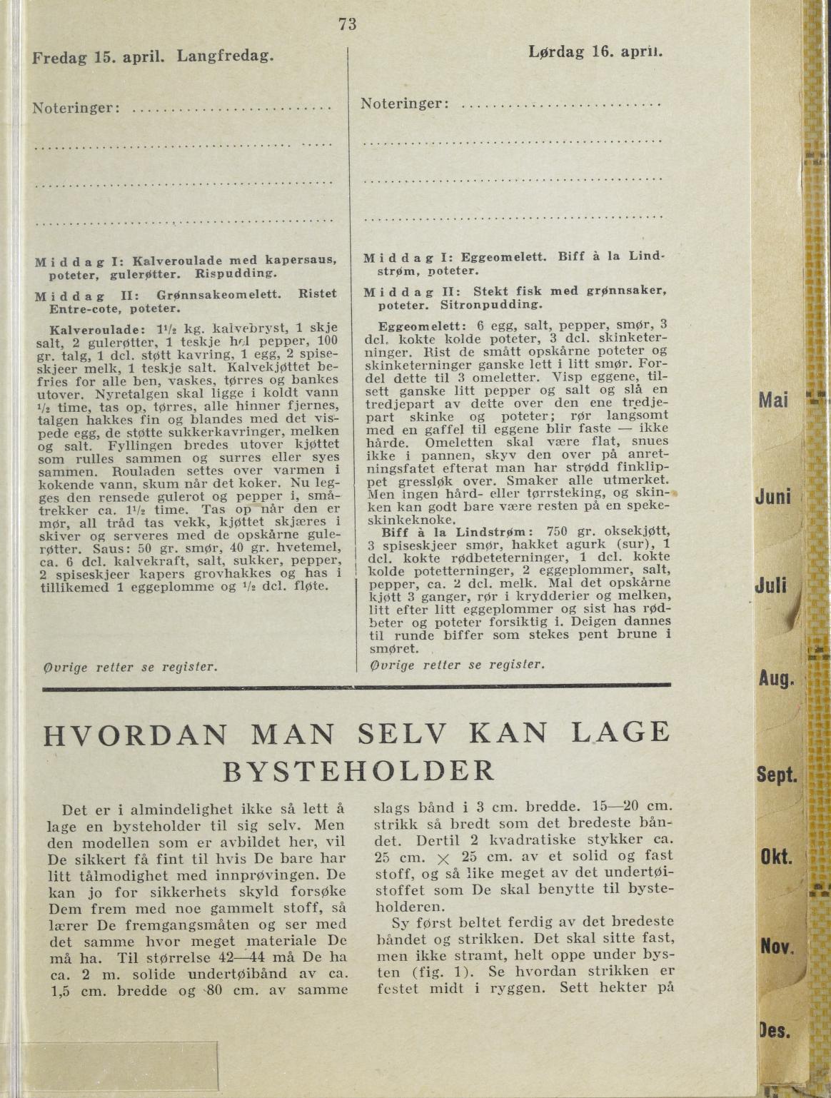 Faksimile av almanakksiden 15. april 1938