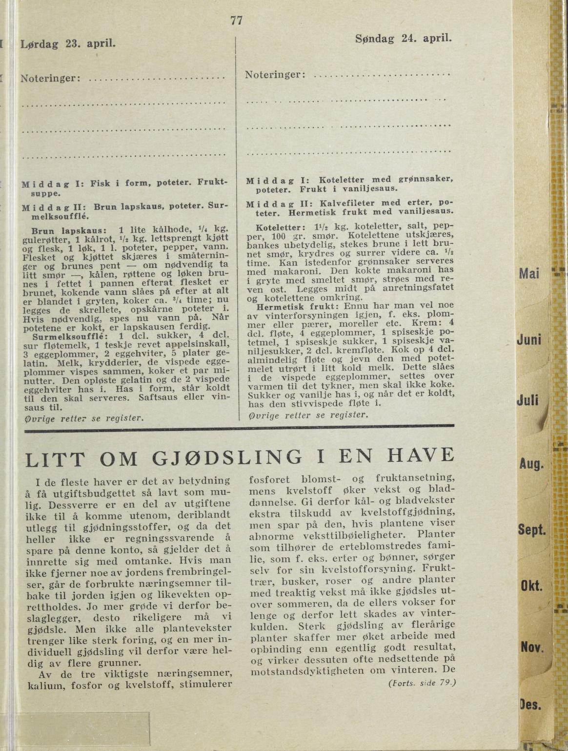 Faksimile av almanakksiden 23. april 1938