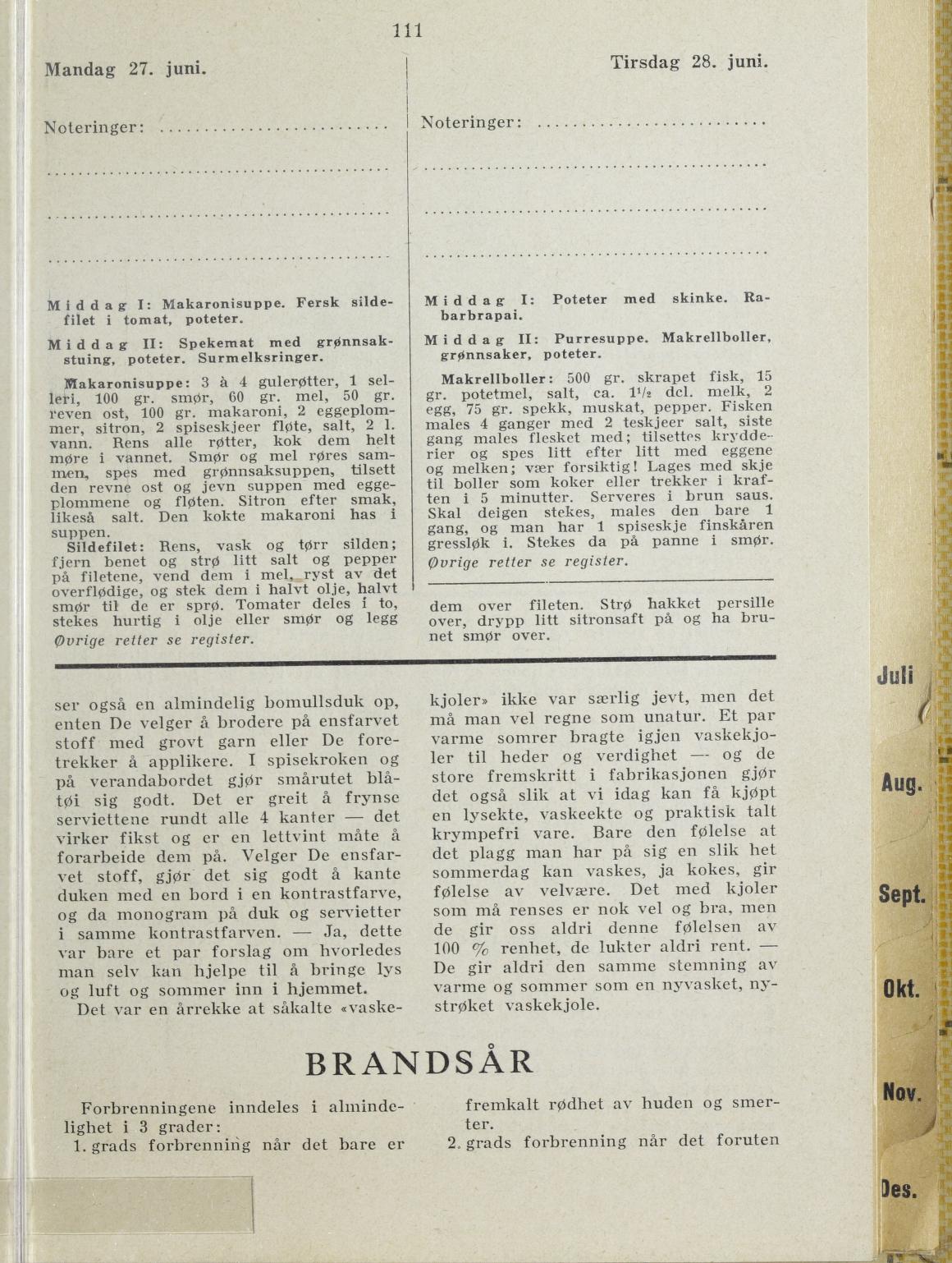 Faksimile av almanakksiden 27. juni 1938