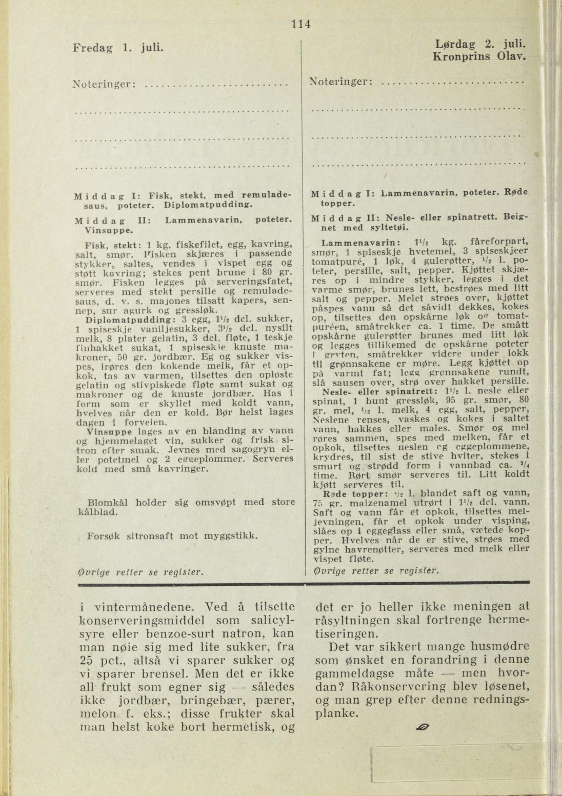 Faksimile av almanakksiden 1. juli 1938