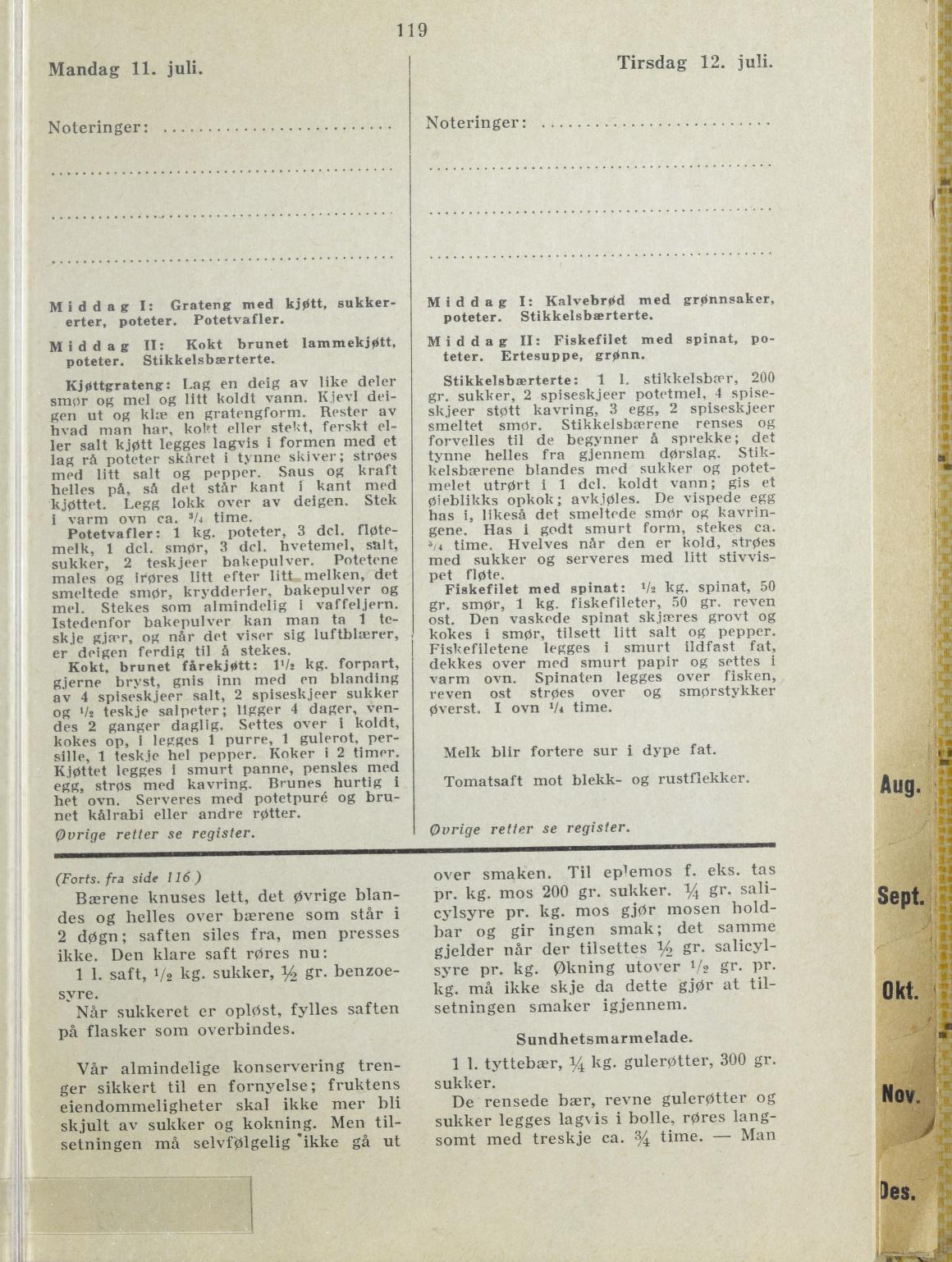 Faksimile av almanakksiden 11. juli 1938