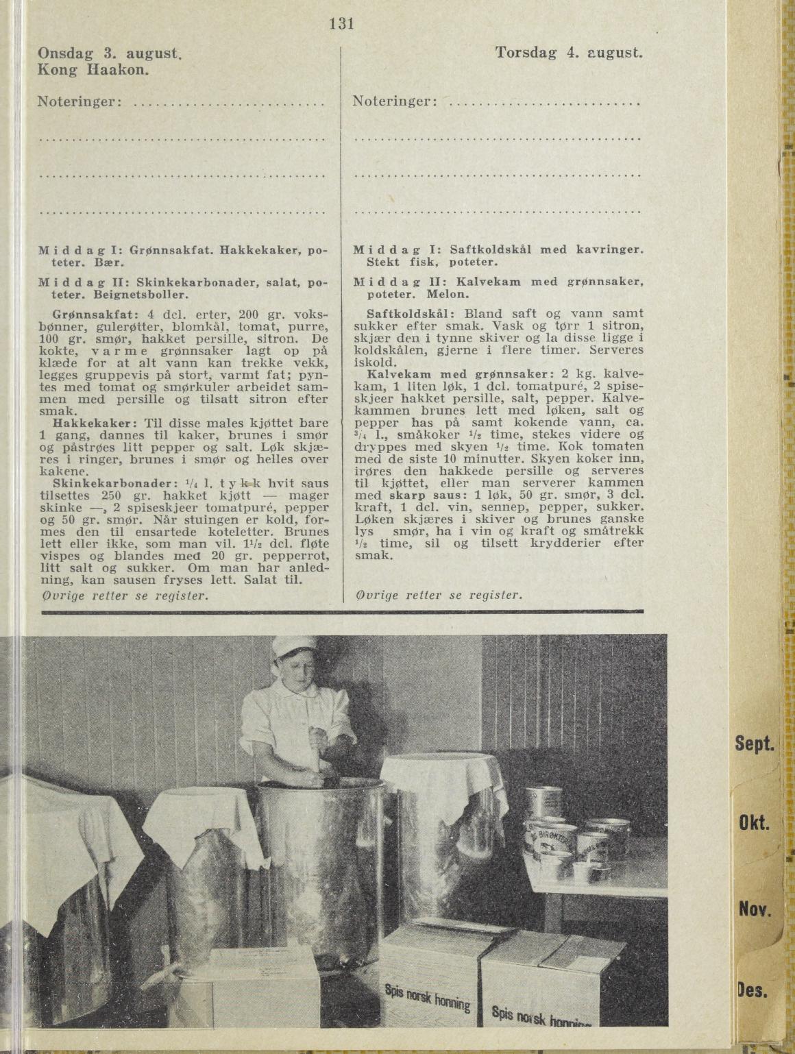Faksimile av almanakksiden 3. august 1938