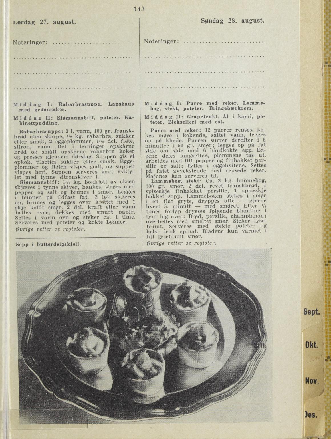 Faksimile av almanakksiden 27. august 1938
