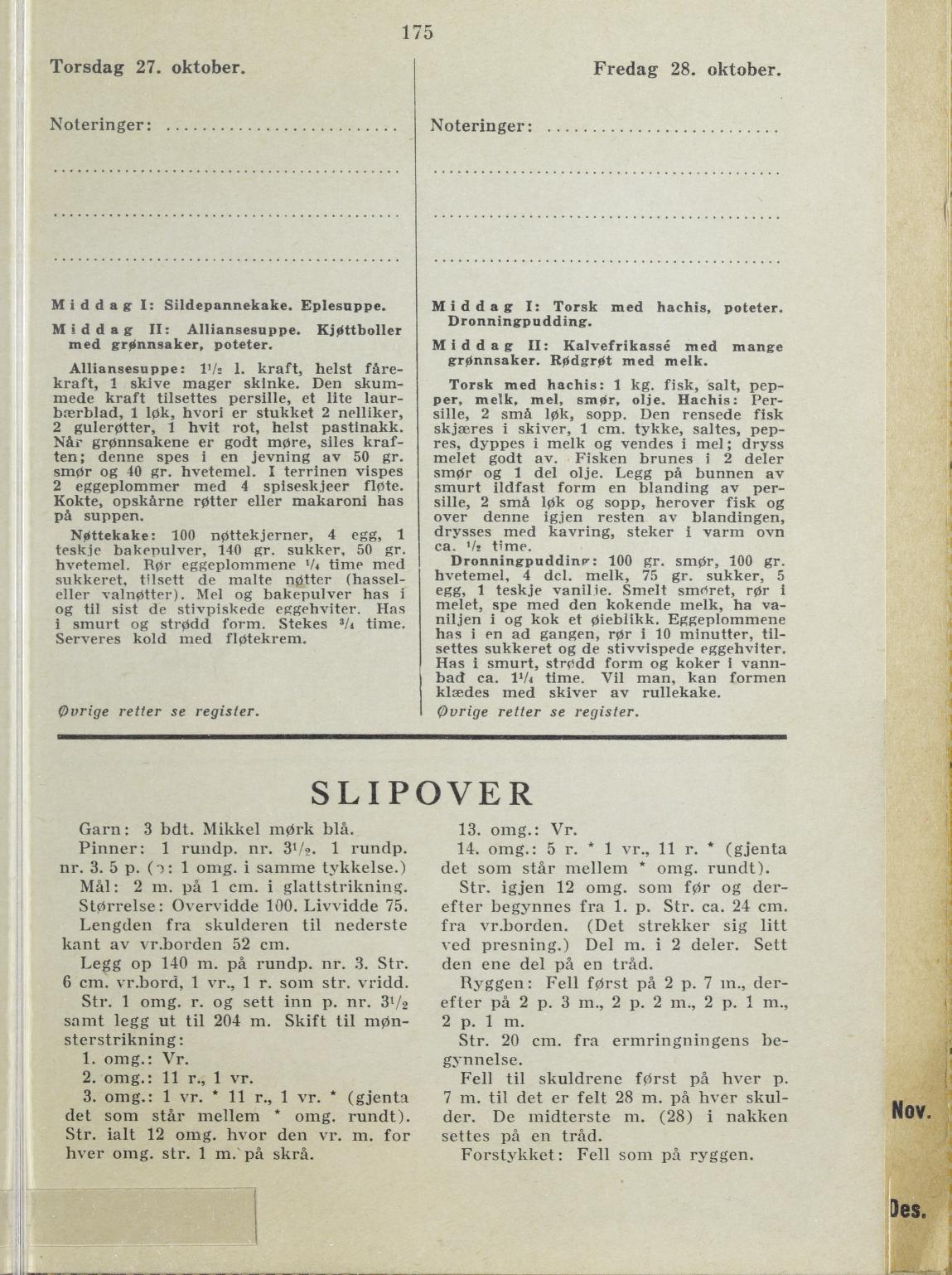 Faksimile av almanakksiden 27. oktober 1938