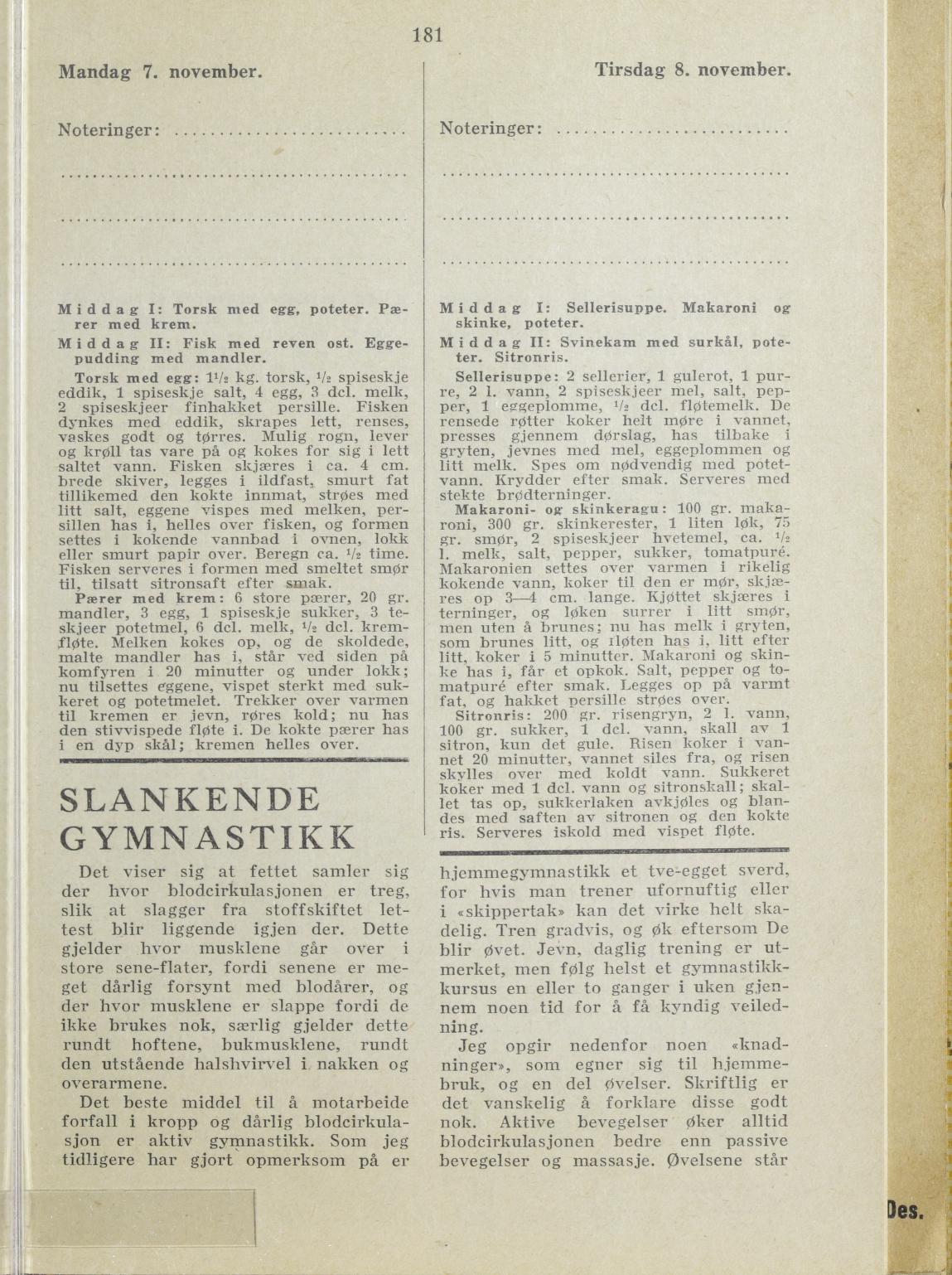 Faksimile av almanakksiden 7. november 1938