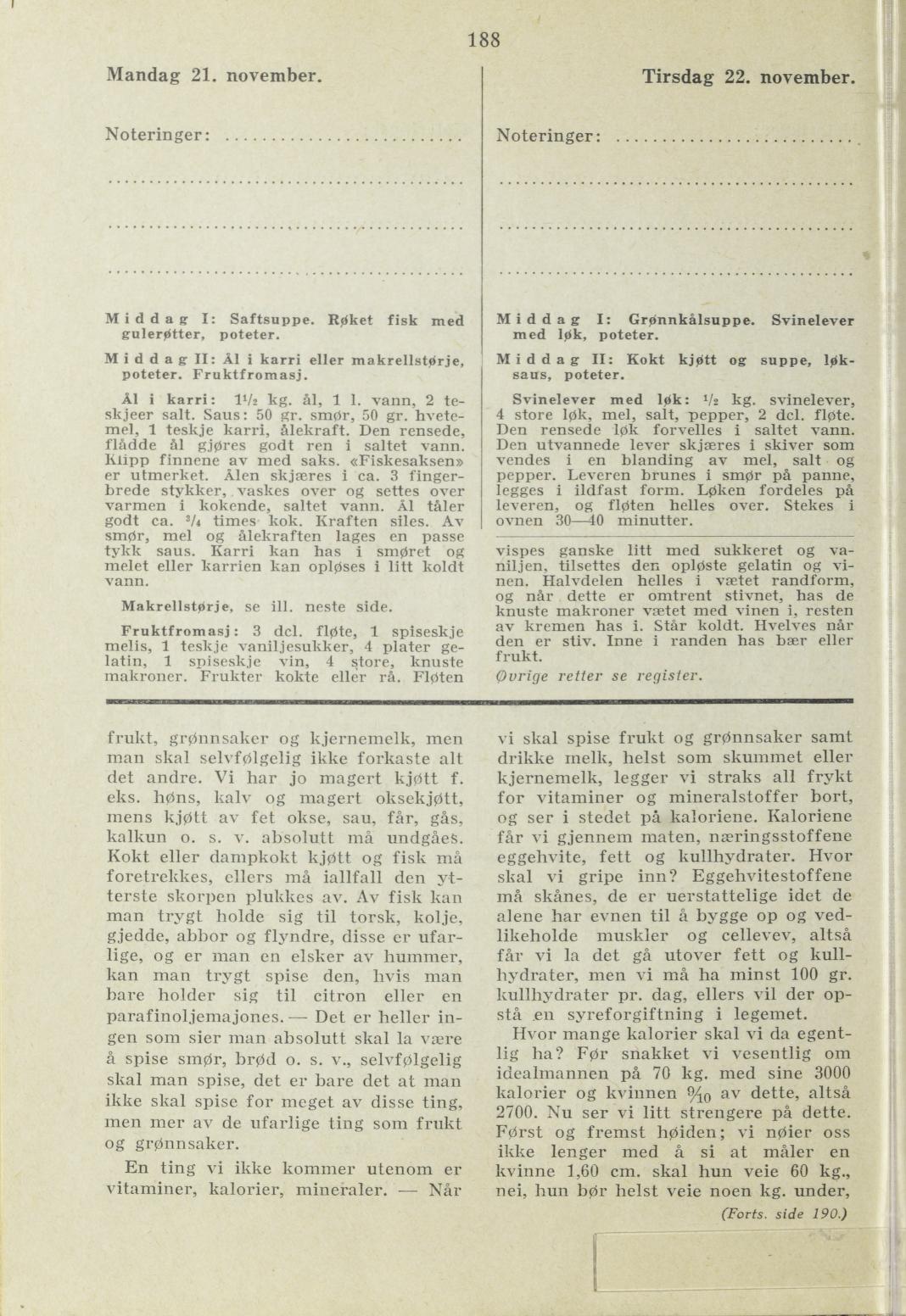 Faksimile av almanakksiden 21. november 1938