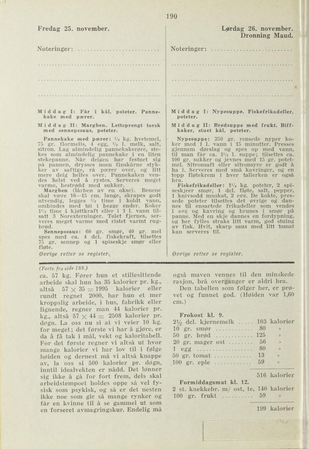 Faksimile av almanakksiden 25. november 1938