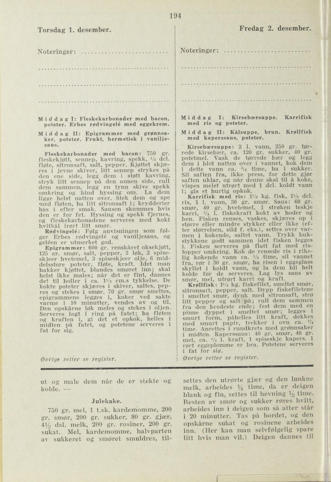 Faksimile av almanakksiden 1. desember 1938
