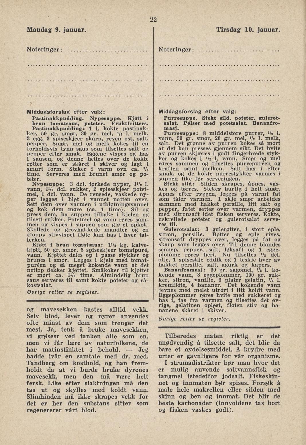 Faksimile av almanakksiden 9. januar 1939