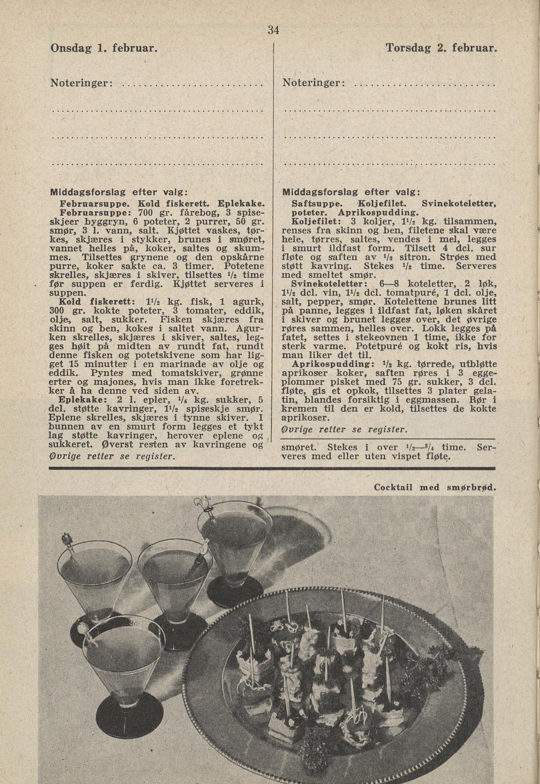 Faksimile av almanakksiden 1. februar 1939