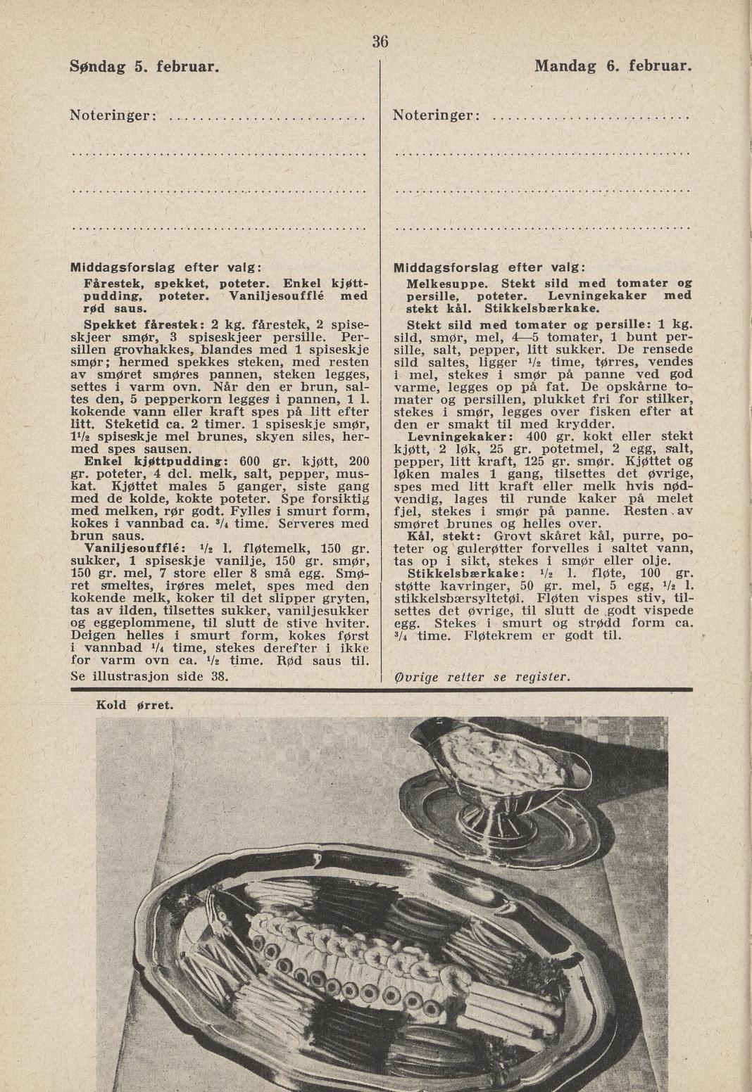 Faksimile av almanakksiden 5. februar 1939