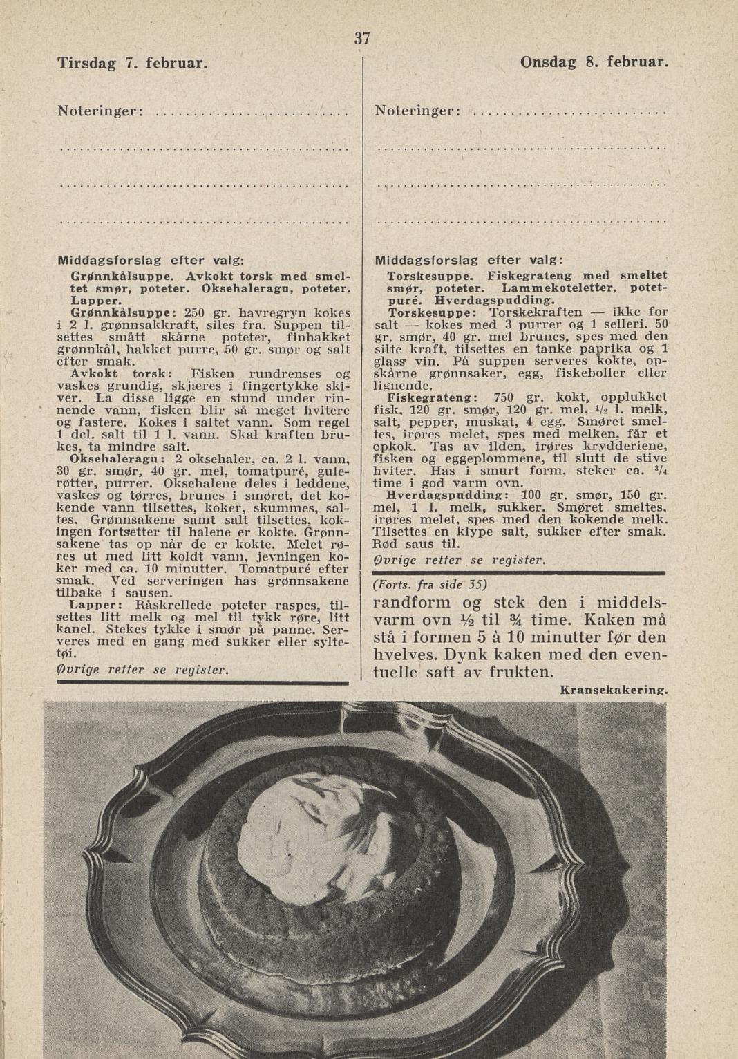 Faksimile av almanakksiden 7. februar 1939