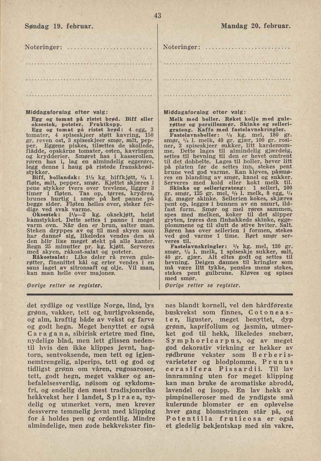 Faksimile av almanakksiden 19. februar 1939