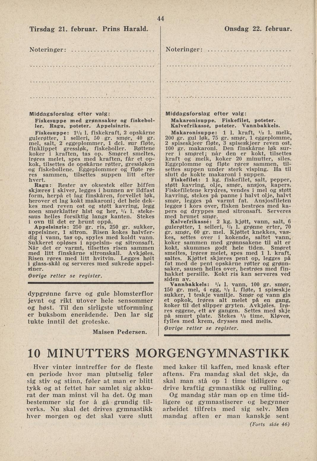 Faksimile av almanakksiden 21. februar 1939
