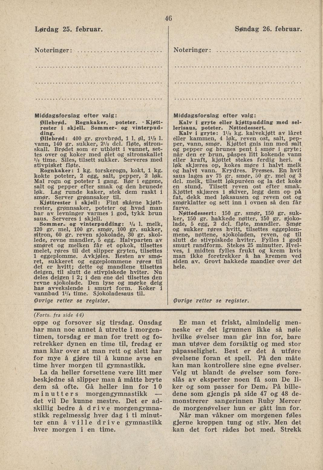 Faksimile av almanakksiden 25. februar 1939