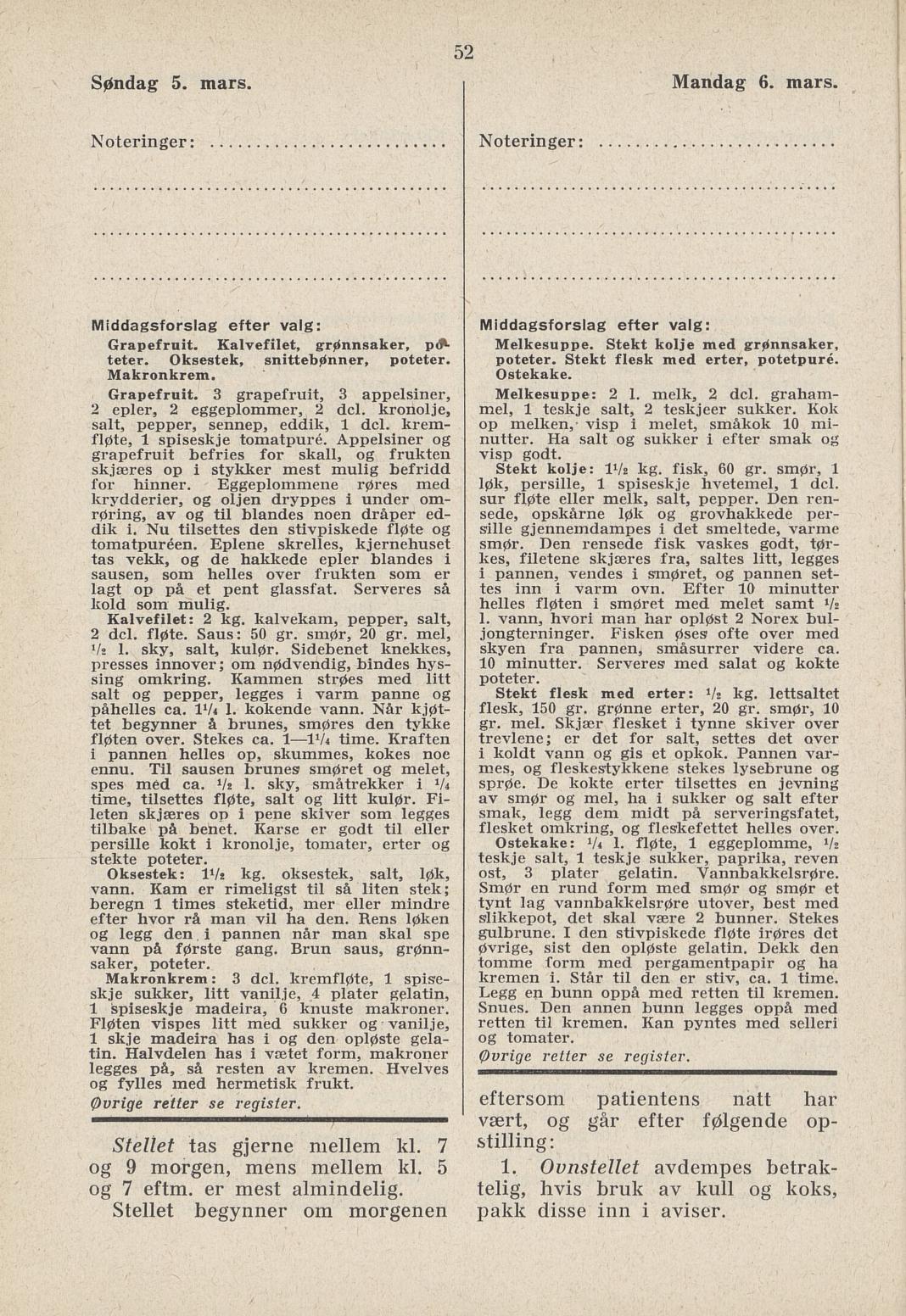 Faksimile av almanakksiden 5. mars 1939