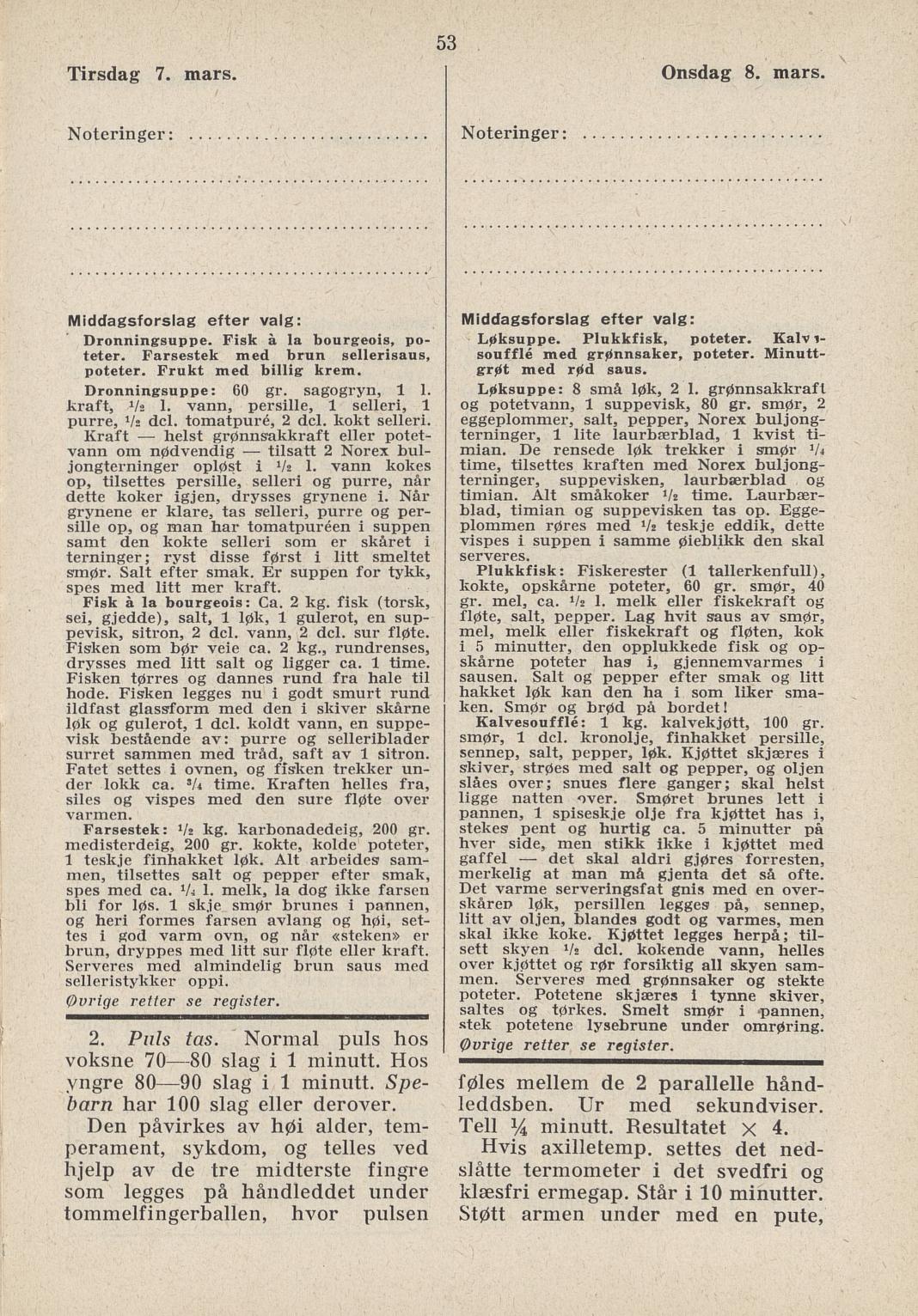 Faksimile av almanakksiden 7. mars 1939