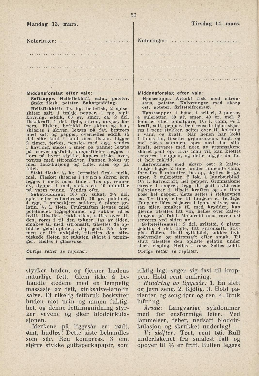 Faksimile av almanakksiden 13. mars 1939