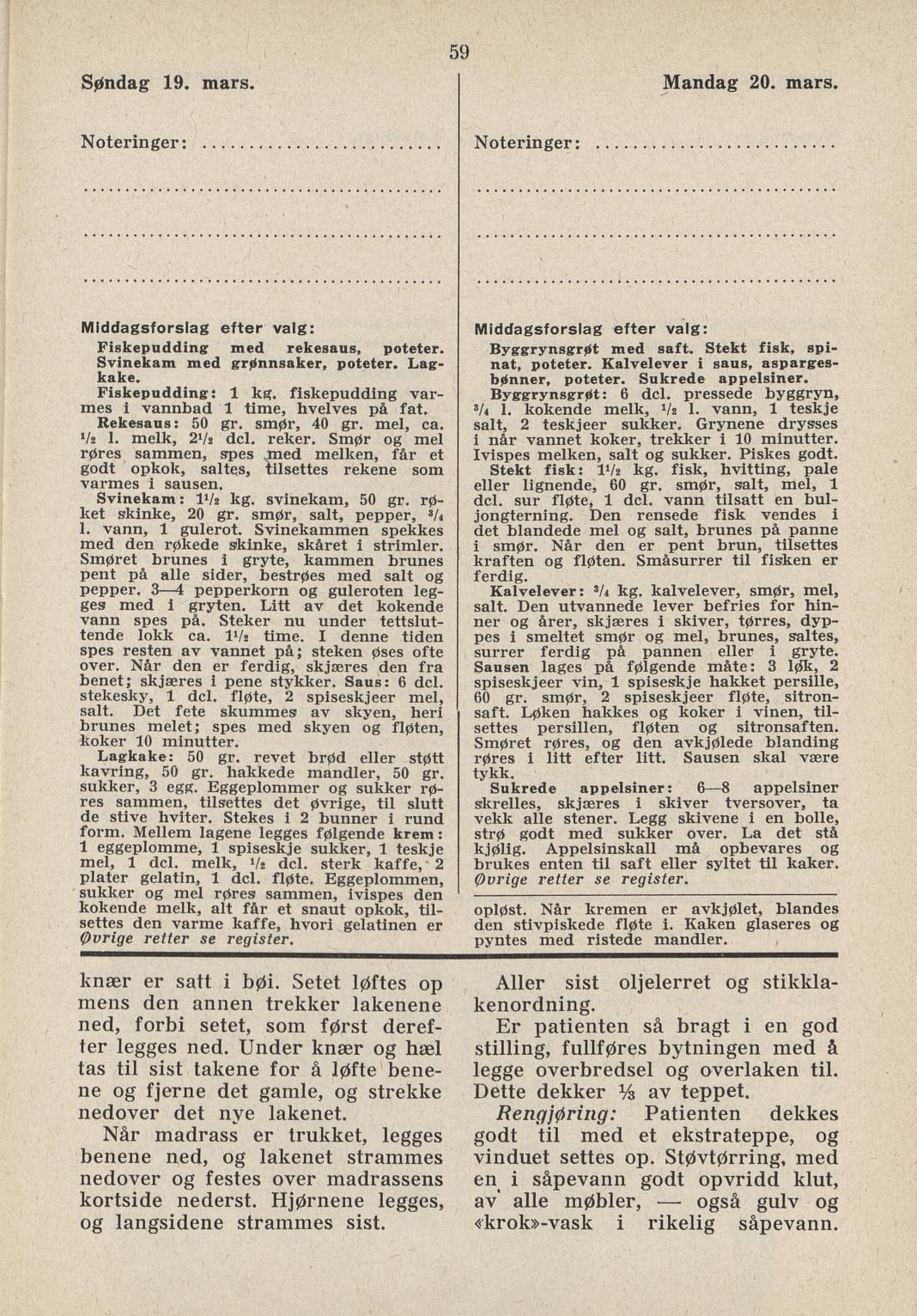 Faksimile av almanakksiden 19. mars 1939
