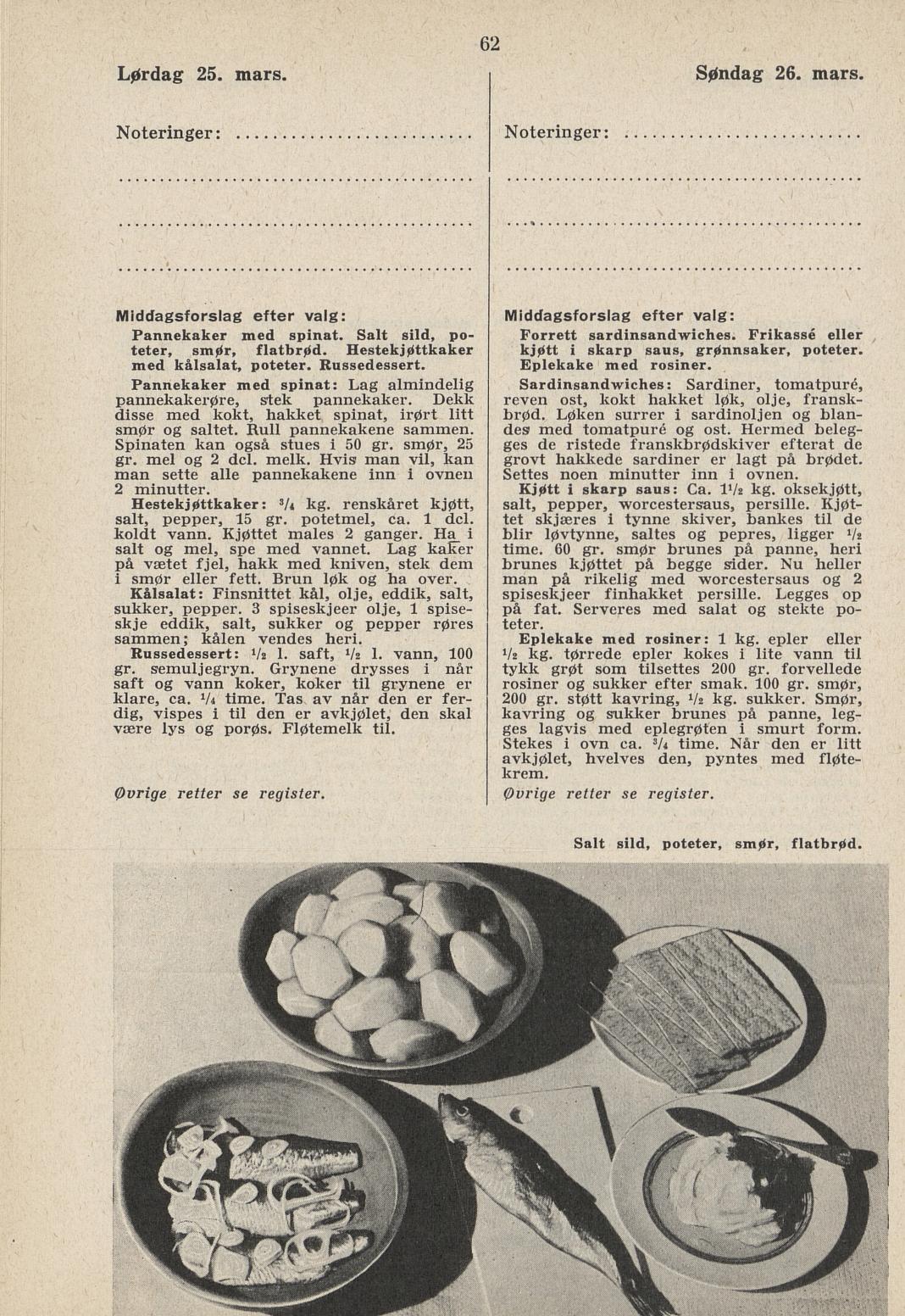 Faksimile av almanakksiden 25. mars 1939
