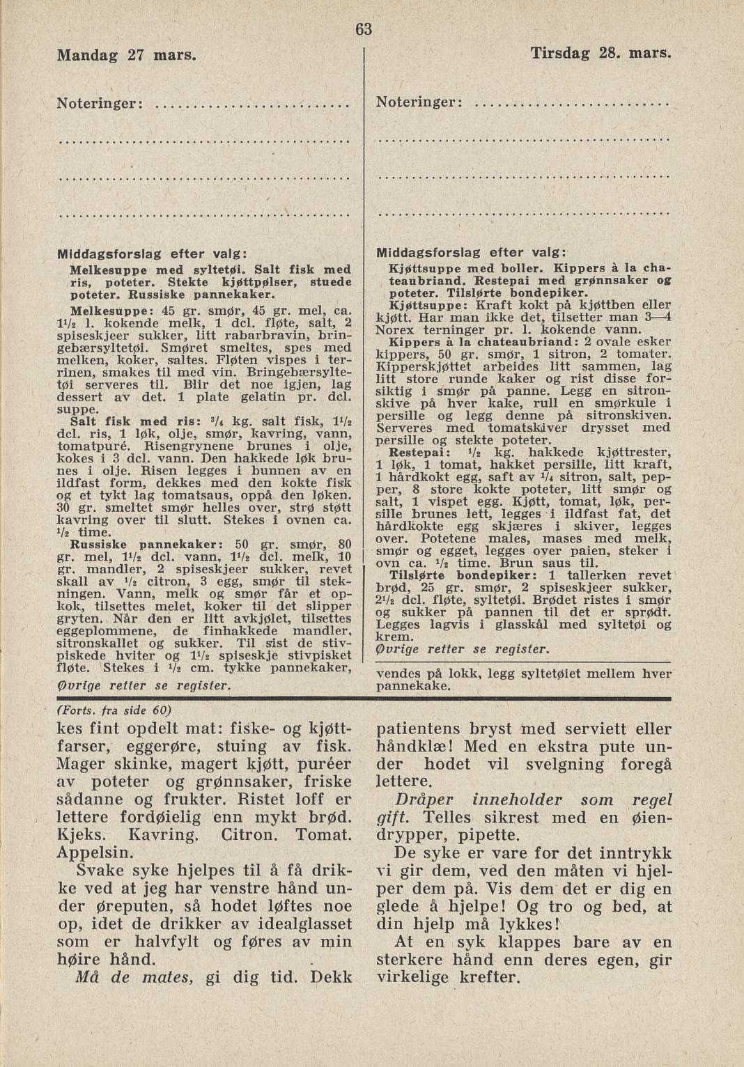 Faksimile av almanakksiden 27. mars 1939