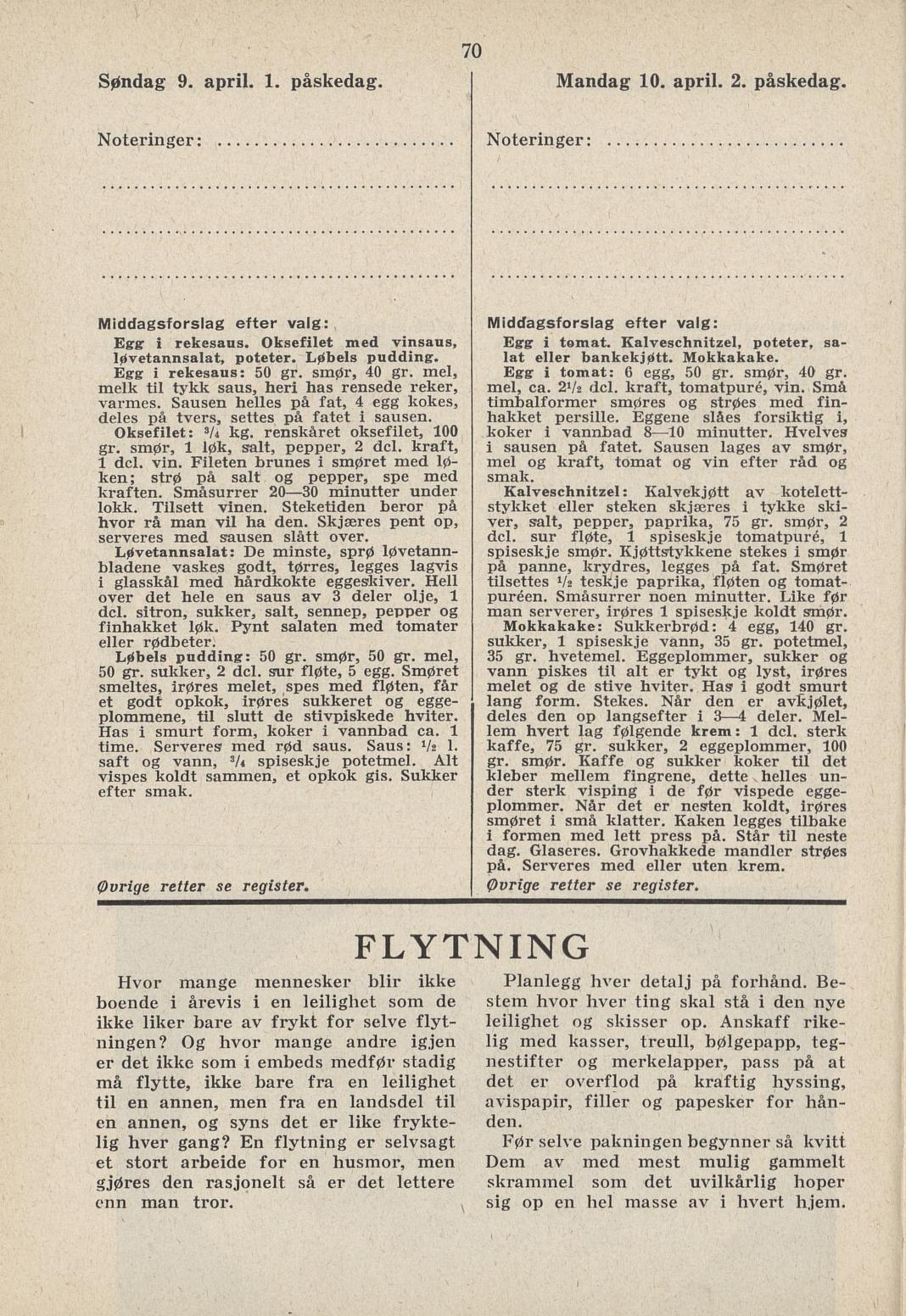 Faksimile av almanakksiden 9. april 1939