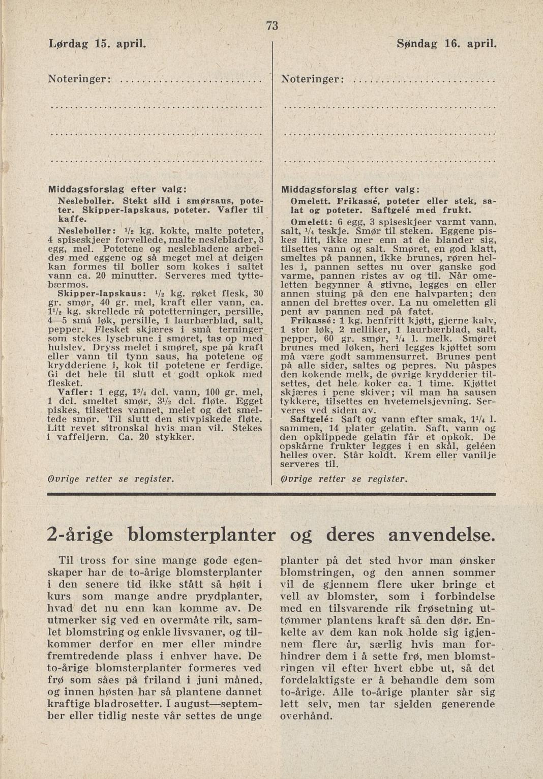 Faksimile av almanakksiden 15. april 1939