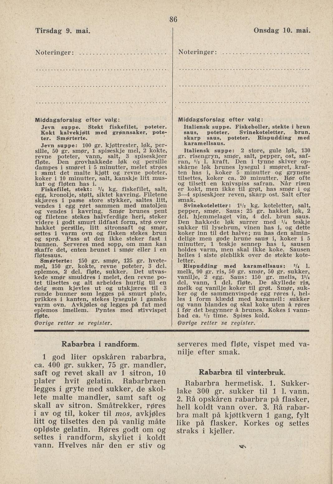 Faksimile av almanakksiden 9. mai 1939