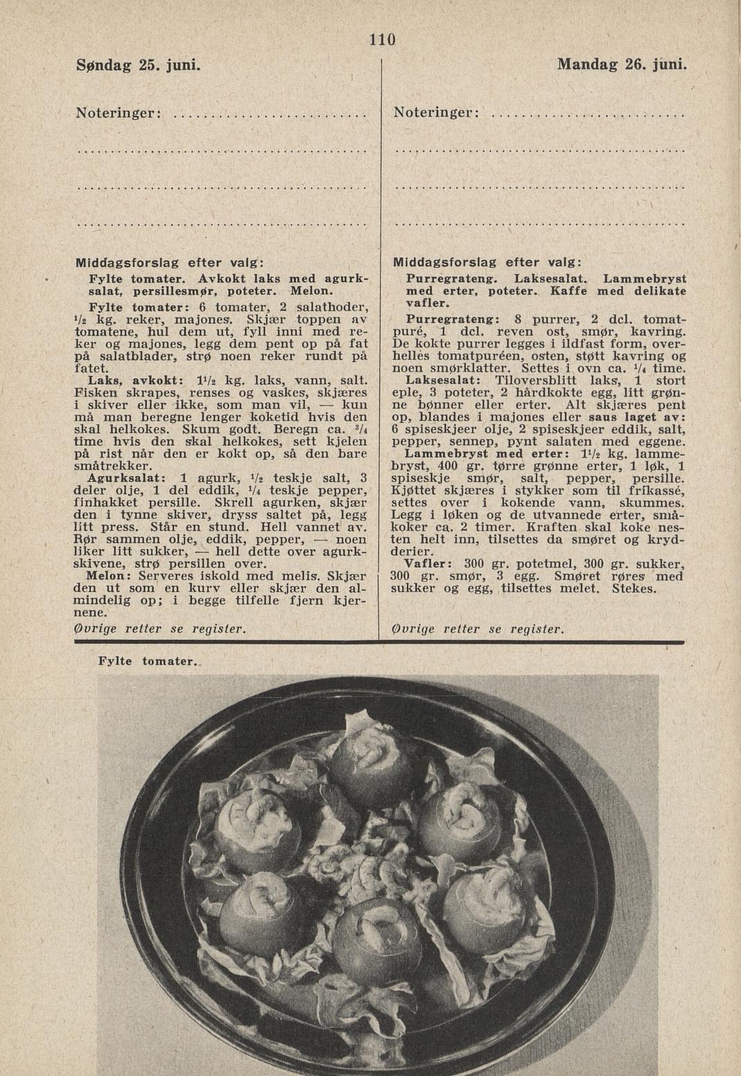 Faksimile av almanakksiden 25. juni 1939