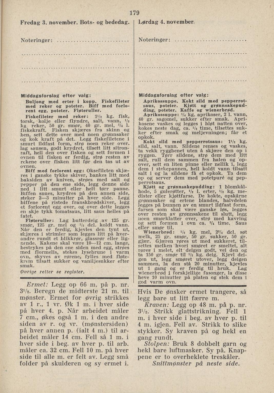 Faksimile av almanakksiden 3. november 1939