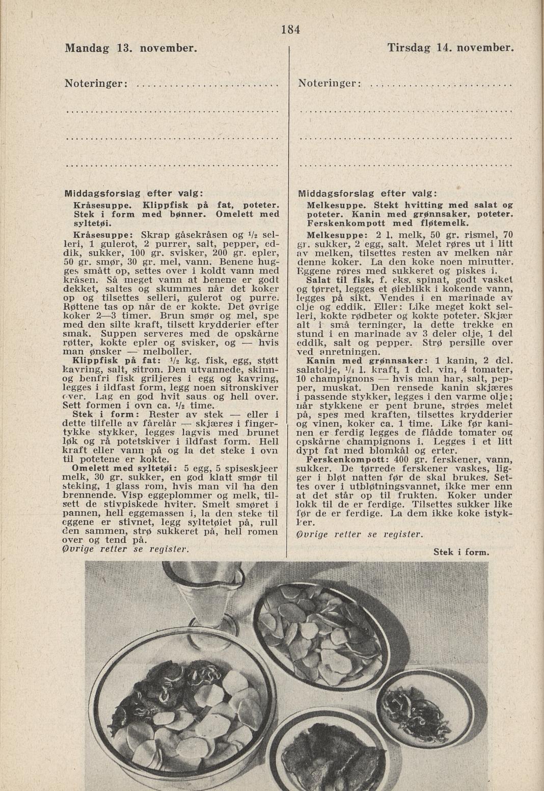 Faksimile av almanakksiden 13. november 1939
