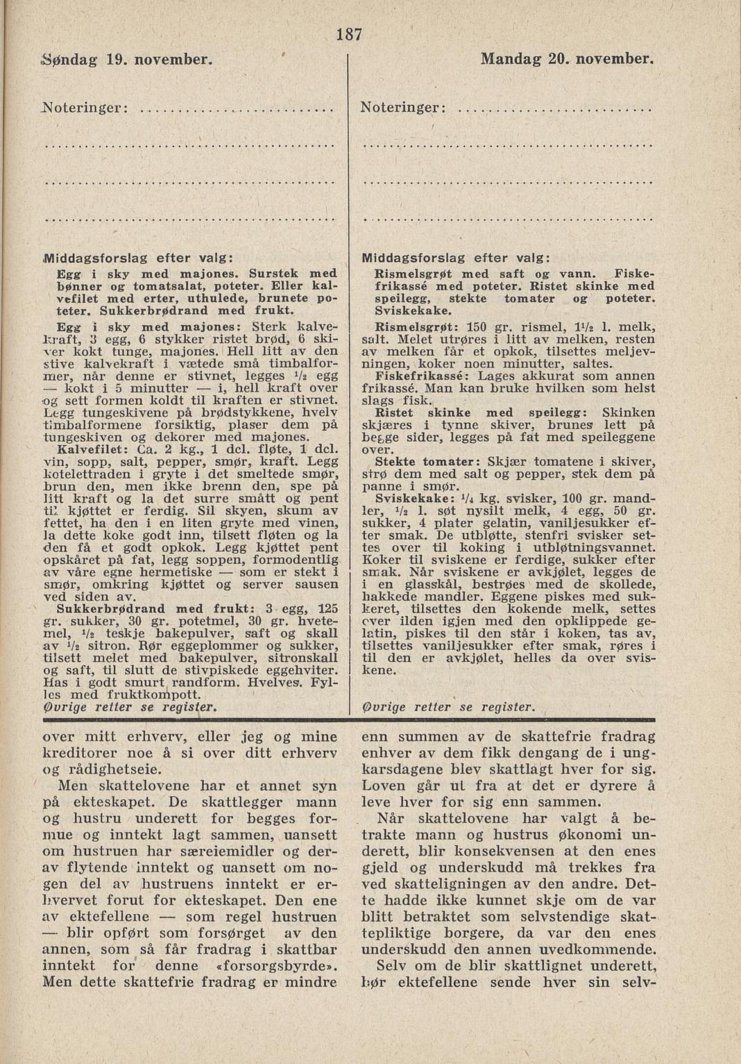 Faksimile av almanakksiden 19. november 1939